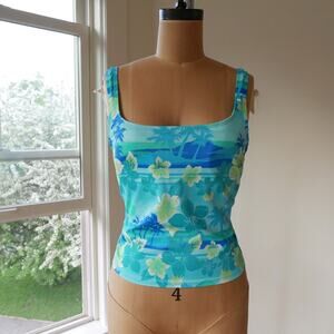 Tropical cami 90s vintage swim-top by Catalina Large